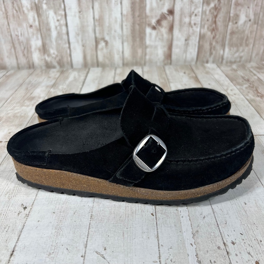 Birkenstock Buckley Black Suede Moccasin Clog Mules Women 38 L7 M5